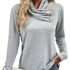 Women's Scarf Collar Button T-shirt