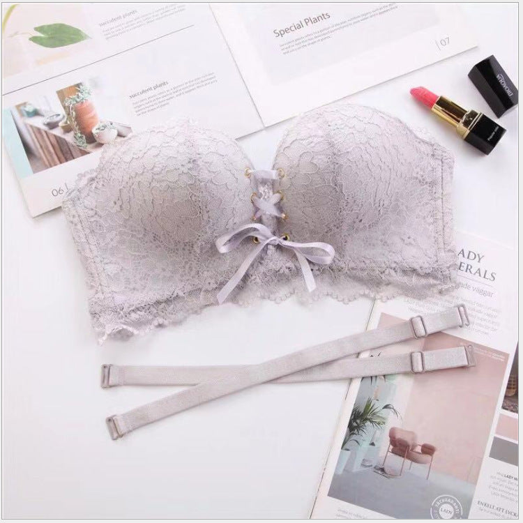 Lace gathered bra