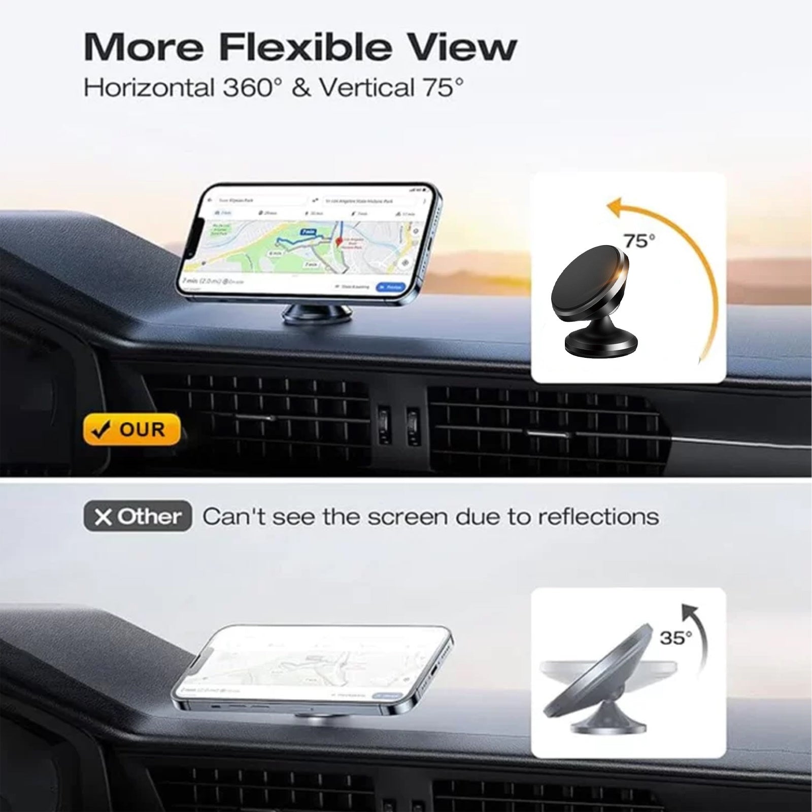 Rayhong Car Stand New Magnetic Folding Mobile Phone Stand For Rotating Dashboard Navigation For Cars