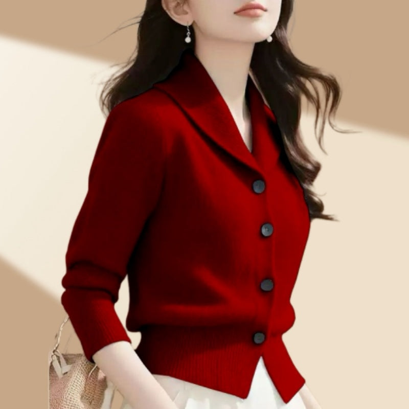 High-end Fashion Simple Commute Long-sleeved Button Cardigan Elegant Top