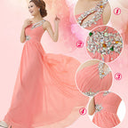 Evening dress one-shoulder dinner banquet long banquet