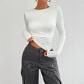 Y2g Sexy Hot Girl Slim-fit Solid Color Knitted Long-sleeved Top Women's Clothing