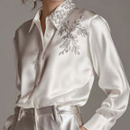 European And American Quality Embroidery Top Shirt Loose