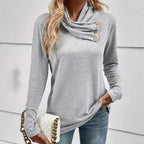 Women's Scarf Collar Button T-shirt