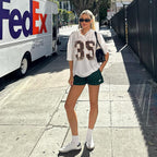 American Street Sports Style Digital Printing Loose V-neck T-shirt