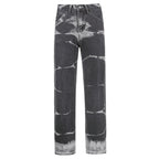 Fashion Ladies Tie Dye Drape Straight Leg Jeans