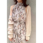 Retro Sleeveless Halter Fitted Waist Vest Dress