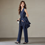 Fashion British Style High Waist Wide Leg Pants Two-piece Set