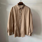 Vintage Tencel Linen Shirt Women's Loose Casual Long Sleeves Top