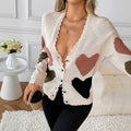 Women's Love V-neck Knitted Sweater Coat