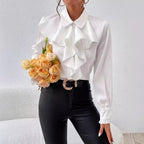 Design Ruffled Laminated Decoration Shirt